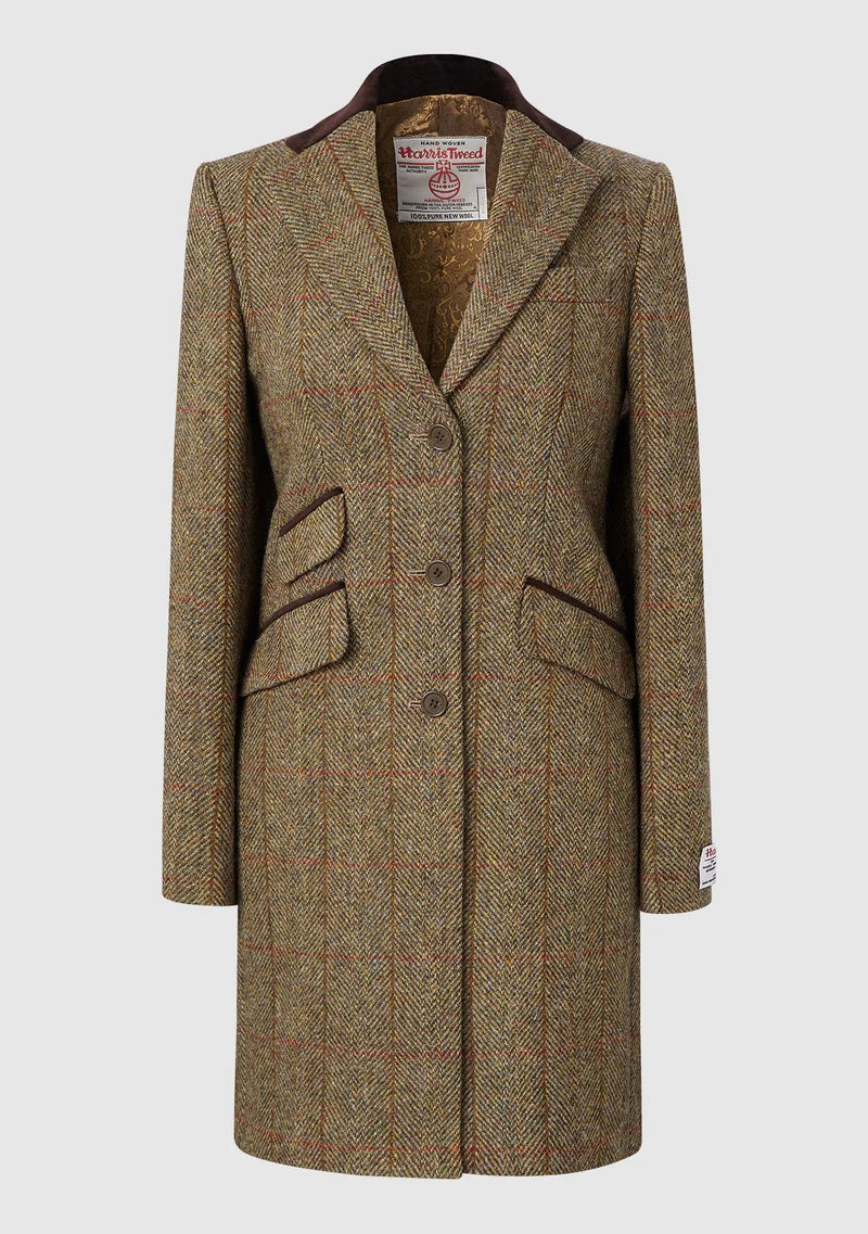 Harris Tweed Ladies Tori 3/4 Coat Mustard
