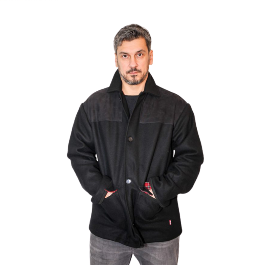 Classic Donkey Jacket With Nubuck Leather Shoulders Bobcaygeon