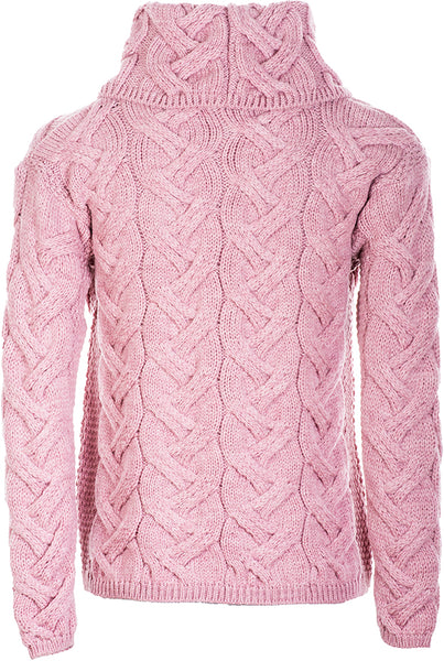 Chunky Cable Cowl Sweater Pink back view