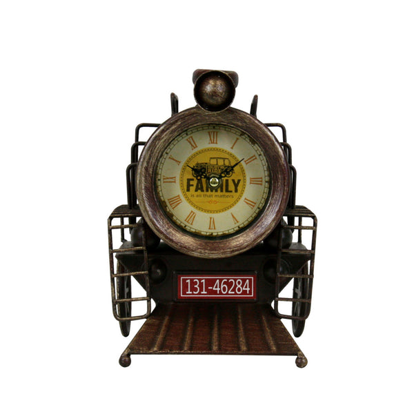 Rustic Bronze Locomotive Table Clock