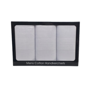Mens Cotton Handkerchiefs - 3 pack - White