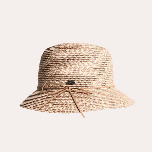 Olga Cloche Hat in Paper Straw shown in Pink Mix