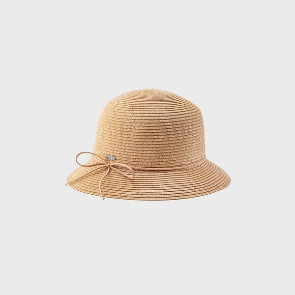 Olga Cloche Hat in Paper Straw shown in Beige