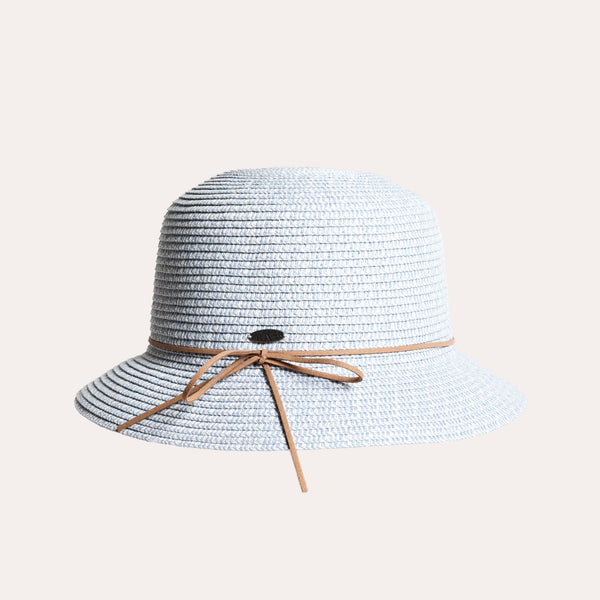 Olga Cloche Hat in Paper Straw shown in Denim Mix Colour