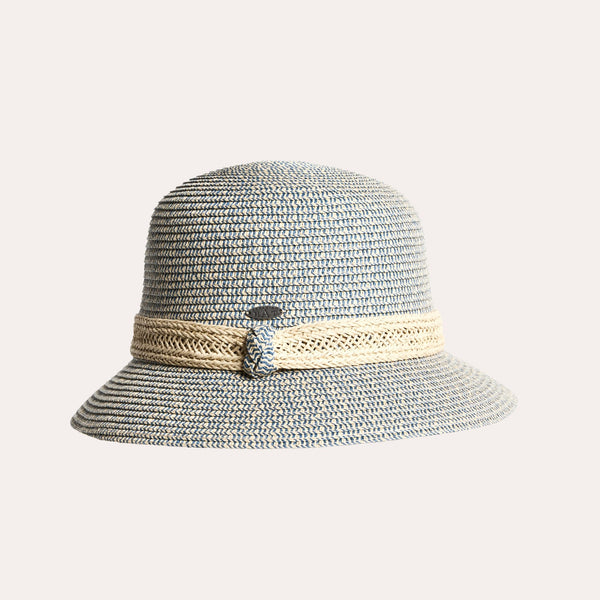 Cecilia Short Cloche Ladies Hat in blue mix colour