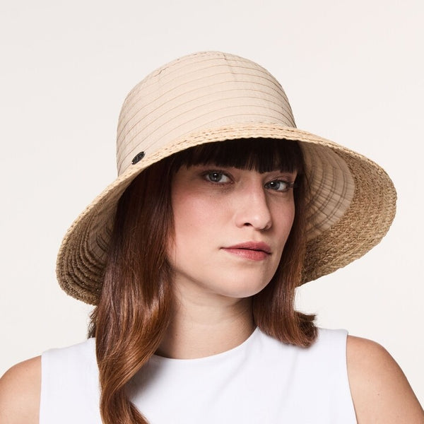 Ladies Cally Sun Hat in Beige on Mannequin