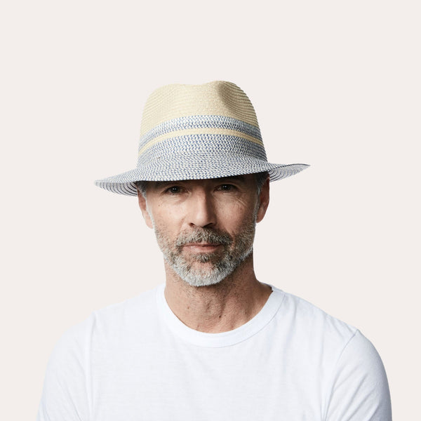 Fulvio Unisex Hat in Blue Mix worn on Male Model