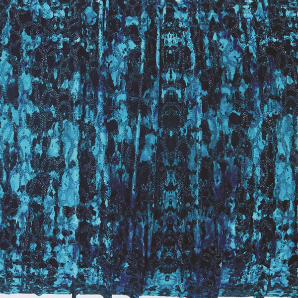Abstract pattern with blue and black colors for the inside of dark Turquoise Tigerlilly reversable hat made by Watuko Headgear CAP 2-207