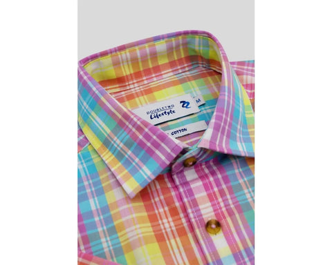 Rainbow Madras Cotton Check Short Sleeve Shirt