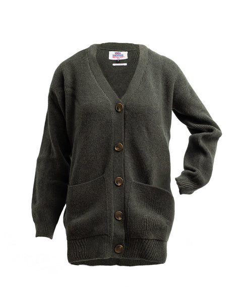 Ladies Lambswool Vee Neck Ribbed Cardigan with Pockets