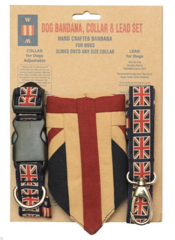Union Jack Dog Collar, Lead and Bandana