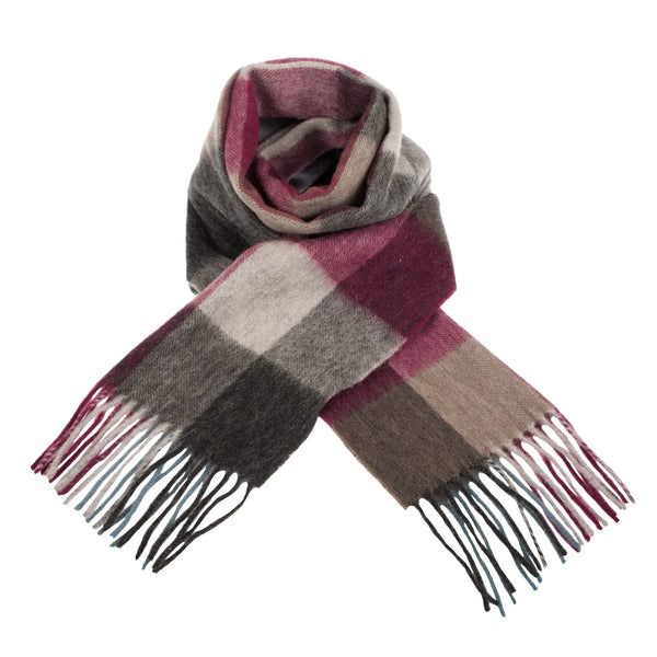 Burgundy Check Lambswool Scarf