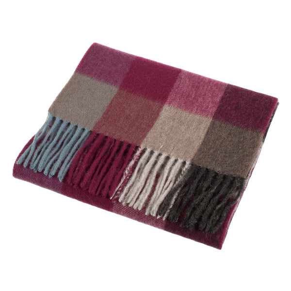 Burgundy Check Lambswool Scarf