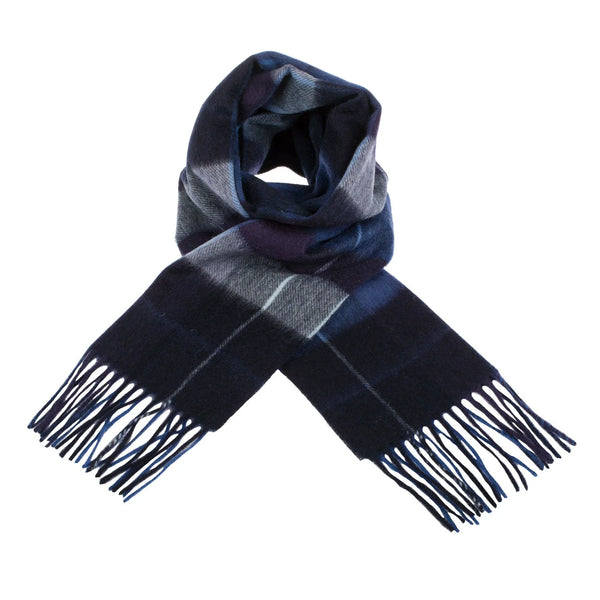 Mixed Check Blue Lambswool Scarf