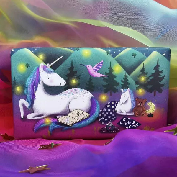 Wonderful Animals Unicorn Soap shown with fabric background