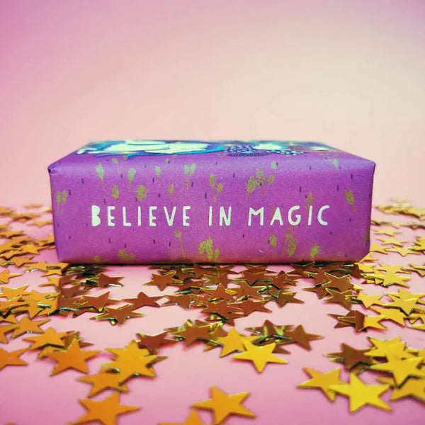 Wonderful Animals Unicorn Soap bottom of packaging shown, which says BELIEVE IN MAGIC