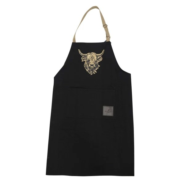 Heilan Coo 100% Cotton Apron - Black & Gold