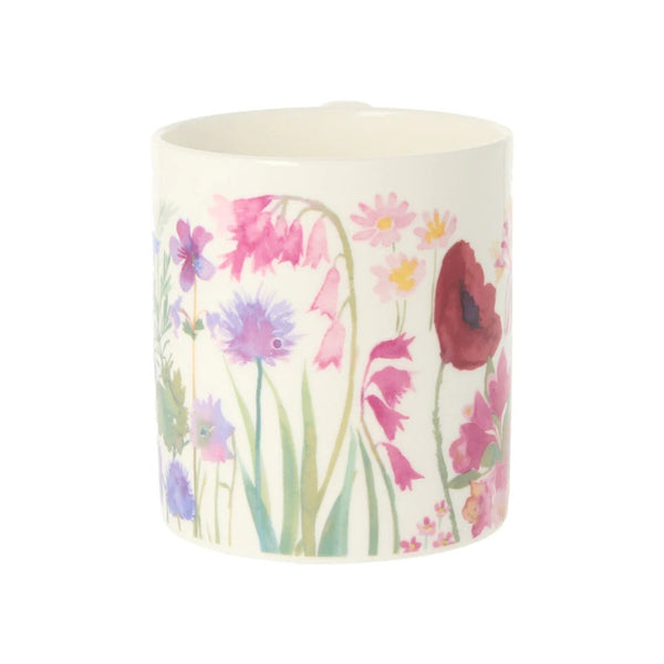 Floral mug with colorful flowers on a white background and called the Isolation Garden Mug