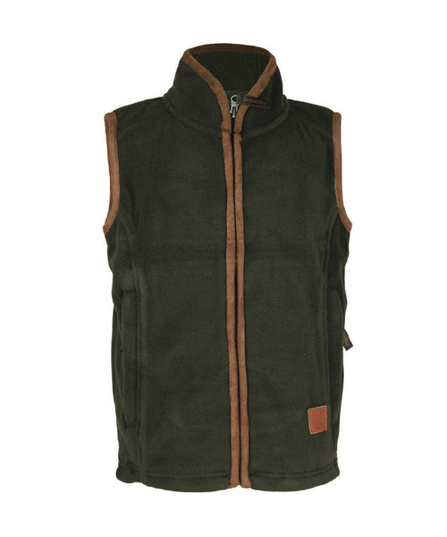 Kids Fleece Gilet in Khaki - Children's Fleece Vest, on white background