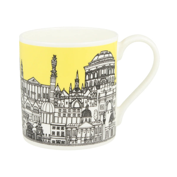 Hand drawn London city scape with yellow skyline