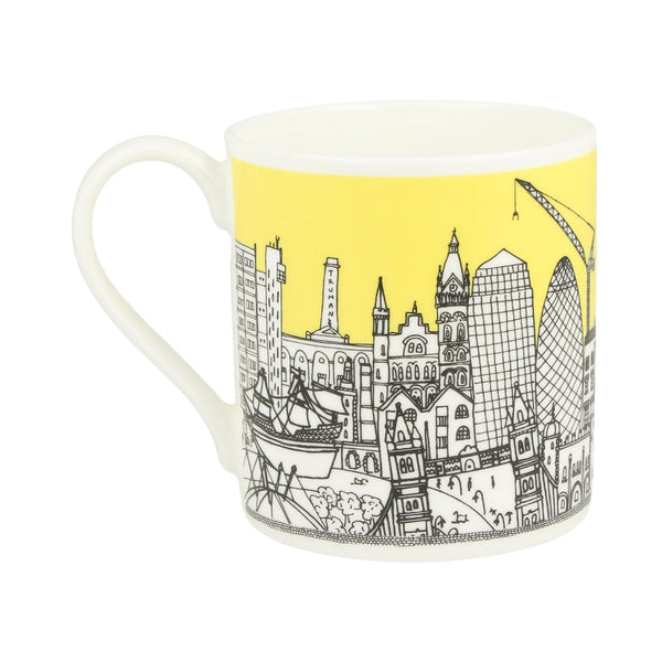 Hand drawn London city scape with yellow skyline
