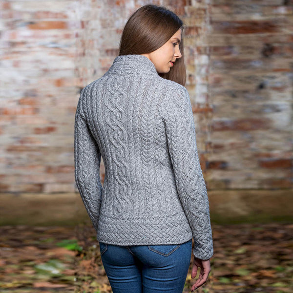 Cable Side Zip Cardigan 100% Merino Wool