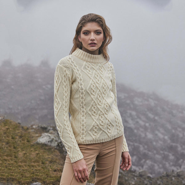 Ladies Aran Cable Knit Sweater