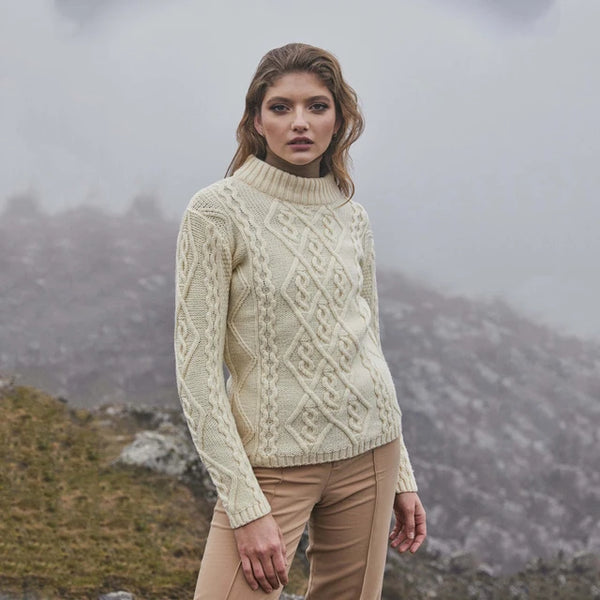 Ladies Aran Cable Knit Sweater