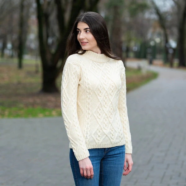 Ladies Aran Cable Knit Sweater