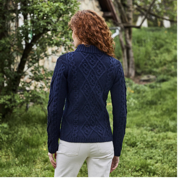 Ladies Aran Cable Knit Sweater