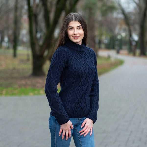 Ladies Aran Cable Knit Sweater