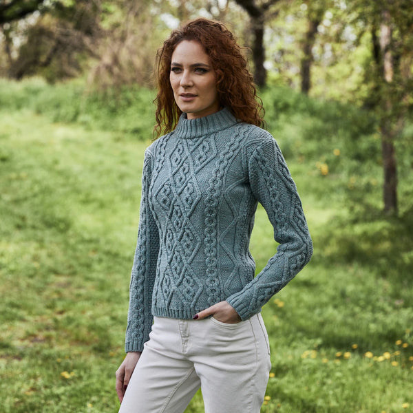 Ladies Aran Cable Knit Sweater