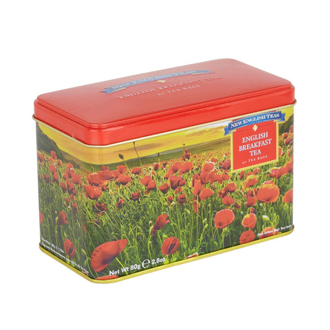 Poppy Tea Tin With 40 English Breakfast Teabags
