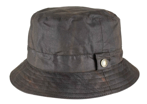 Oxford Blue Waxed Bush Hat in Honey Tartan