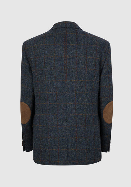 Rear view of the blue multi check Harris Tweed Patrick Jacket