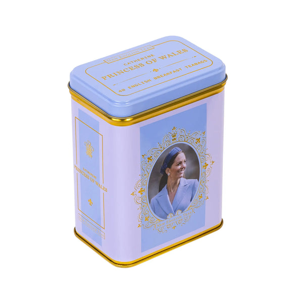 Decorative blue themed tea tin with a portrait of the Princess of Wales 
