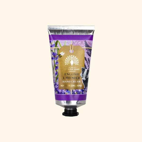 Hand cream tube with English Lavender design.