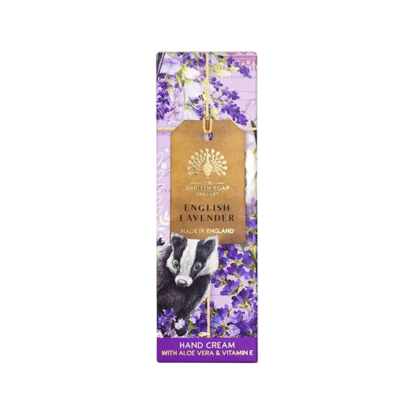 Hand cream packaging with English lavender design.