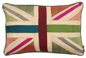 Union Jack Multi Colour Silk Couch Cushion 12 x 18 inches