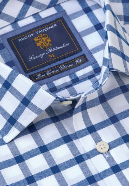 Regular Fit Navy Check Oxford Cotton Shirt
