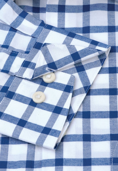Regular Fit Navy Check Oxford Cotton Shirt
