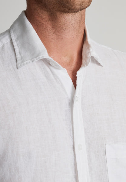 Regular Fit White Pure Linen Shirt