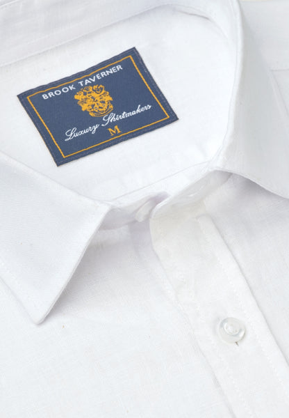 Regular Fit White Pure Linen Shirt