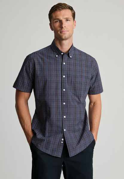 Model wearing portifino short sleeved shirt.