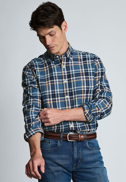 Regular Fit Melange Check Cotton Shirt