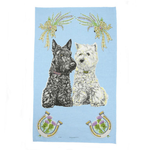 Cotton Tea Towel 'Scottish Dogs'