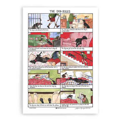 Tottering The Dog Rules Tea Towel