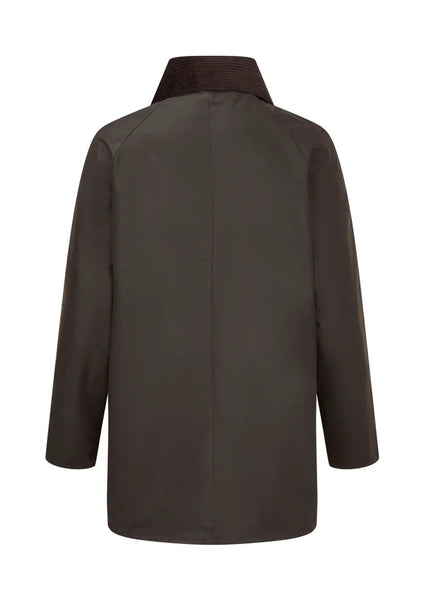  Ladies Countrygirl Waxed Jacket in Brown - back view, on white background