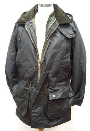 3 in 1 Waxed Jacket Olive Colour Front View with slightly open zipper