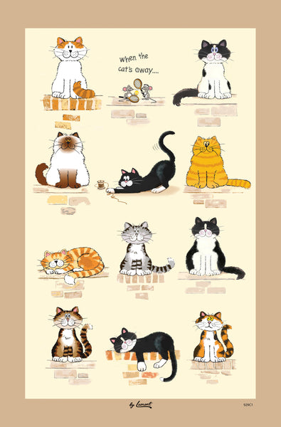 When the Cat's Away Tea Towel